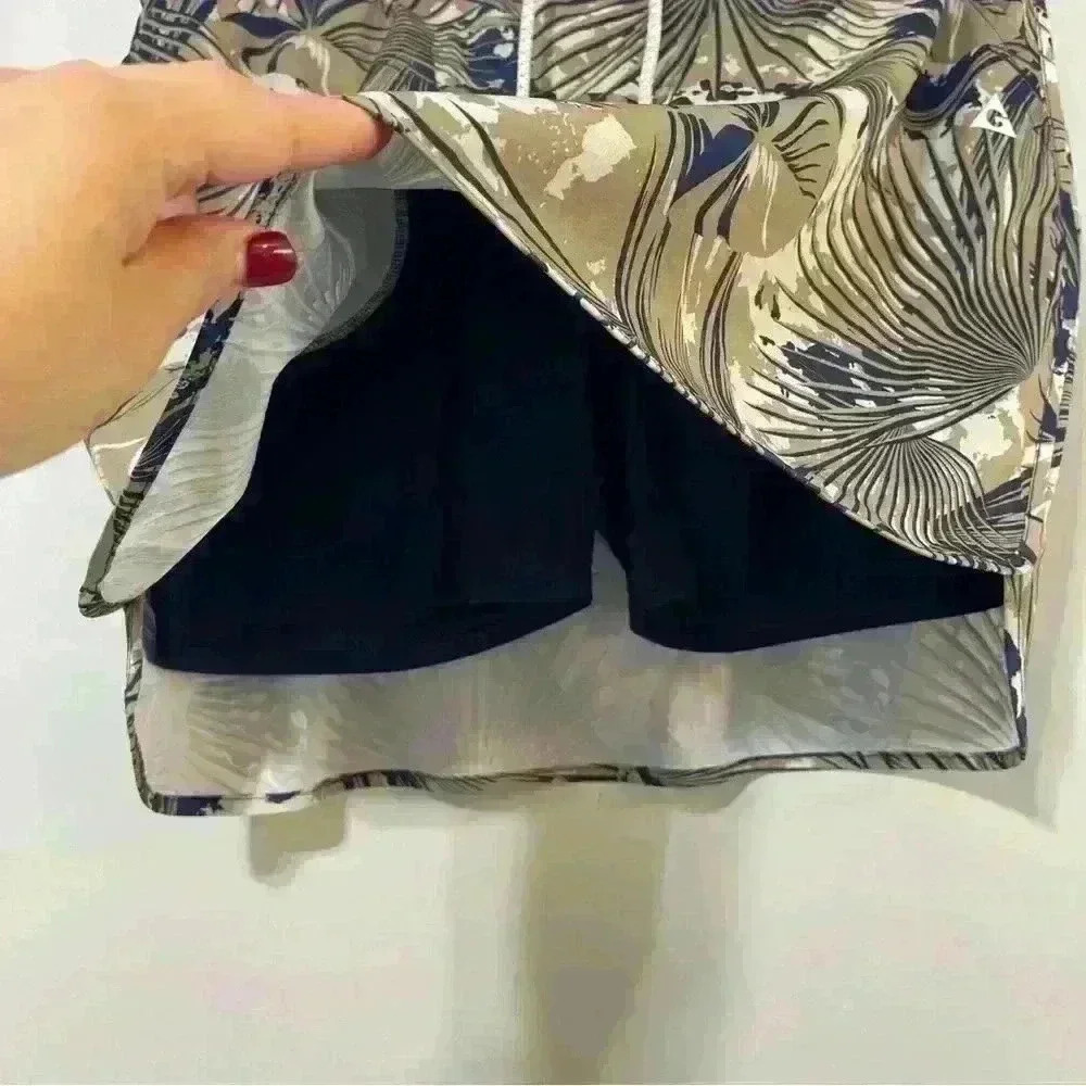 Gerry Size Large Skirt Shorts Green Blue Tropical Drawstring Pockets Athletic - Picture 4 of 10